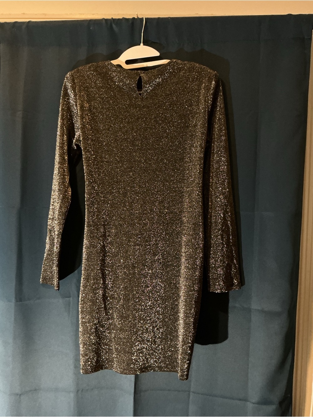 H&M Metallic Black Long-Sleeve Party Dress